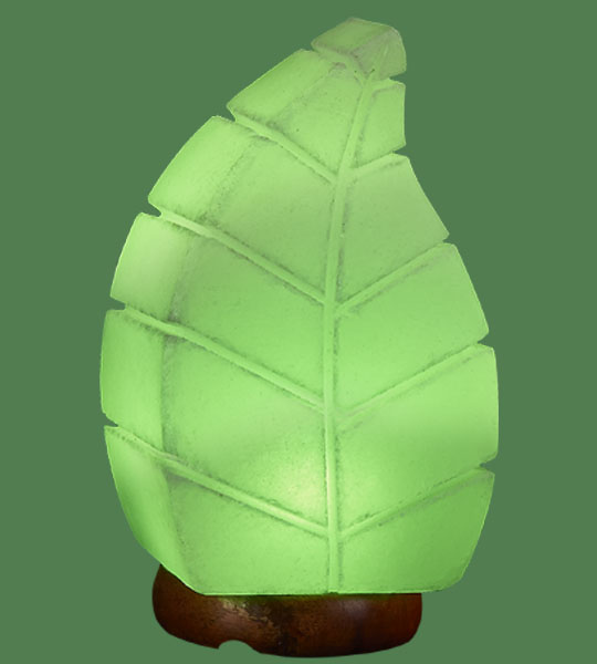 Himalayan Salt Lamp Leaf Green (White crystal with green bulb)